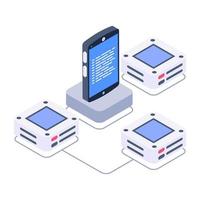 A data hosting icon in editable isometric design vector