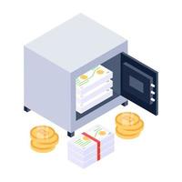 A bitcoin vault icon, trendy isometric design vector