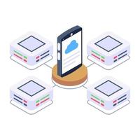 A data hosting icon in editable isometric design vector