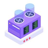 A modern isometric icon of server rack vector