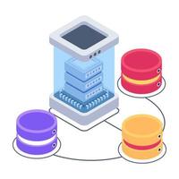 A data hosting icon in editable isometric design vector