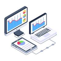 An online business data isometric icon vector