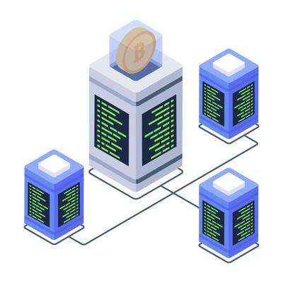 Crypto datacenter icon in isometric design, editable design