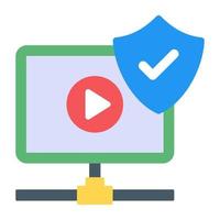 Secure video flat trendy icon vector