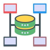 Database hosting in flat design icon vector