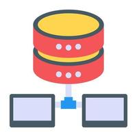 alojamiento de base de datos en icono de diseño plano vector