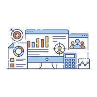 Big data analysis flat style illustration design vector