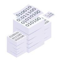 Binary coding in isometric style icon, editable vector