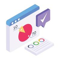 Online data infographic icon, isometric design of web analytics vector