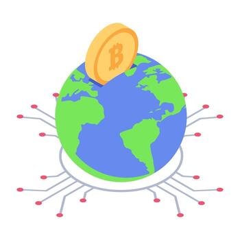 blockchain global en icono de estilo isométrico, vector editable