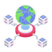 Servers 1network isometric style icon, editable vector