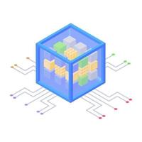 Data processing isometric icon, editable vector