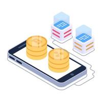 Crypto datacenter icon in isometric design, editable design vector