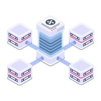 Servers 1network isometric style icon, editable vector