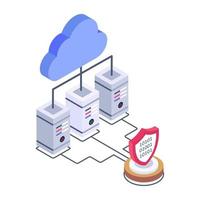 Servers 1network isometric style icon, editable vector