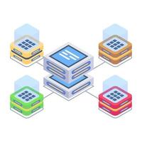 Servers 1network isometric style icon, editable vector