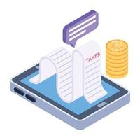 Chart with monitor and money denoting isometric icon of online money flow vector