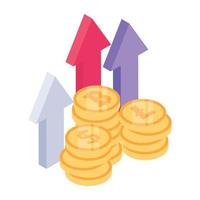 Financial profit isometric icon, editable vector