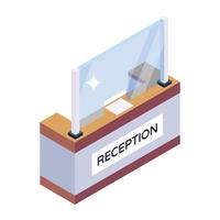 Reception in isometric style icon, editable vector