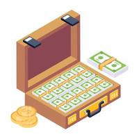 Money locker  and briefcase trendy unique isometric icon vector