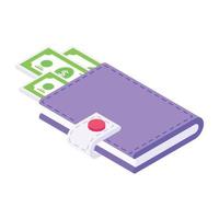 Wallet isometric style icon, editable vector