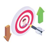 Target profile isometric style icon, vector