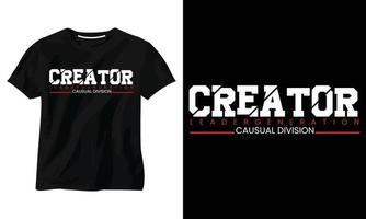 diseño de camiseta de tipografía minimalista de división casual de generación de líder creador vector