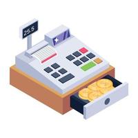 Payment counter device, point of sale icon in isometric design vector
