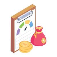 Productivity report isometric icon, business efficiency vector