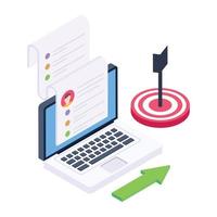 Productivity report isometric icon, business efficiency vector