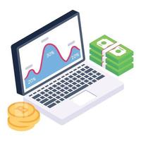 A box plot or candlestick chart icon in isometric design vector