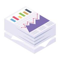 Productivity report isometric icon, business efficiency vector