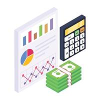 Productivity report isometric icon, business efficiency vector