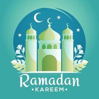 Ramadan Kareem and mosque background vector