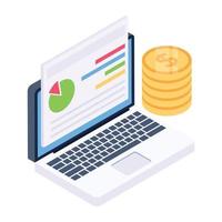 A box plot or candlestick chart icon in isometric design vector