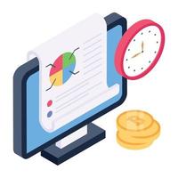 A box plot or candlestick chart icon in isometric design vector