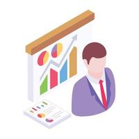 Cloud analytics isometric icon, editable vector