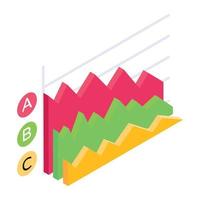 un gráfico de capas en un gráfico que muestra el concepto de gráfico de montaña vector