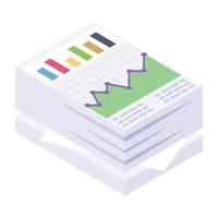 Icon of business documents stack in modern isometric design vector