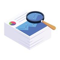 Icon of business documents stack in modern isometric design vector