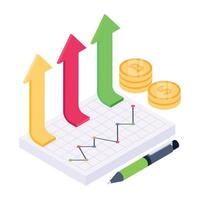 An increase profit chart isometric icon design vector