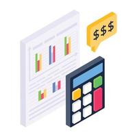 Icon of business report in modern isometric style vector