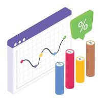 Icon of business report in modern isometric style vector