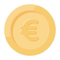 A vector of euro coin in modern flat style, european currency