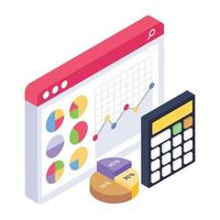 Cloud analytics isometric icon, editable vector