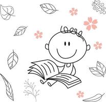 someone is going to read a book. for classic graphic design needs. consists of black and white lines. can be used for coloring books vector