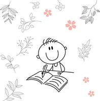 someone is going to read a book. for classic graphic design needs. consists of black and white lines. can be used for coloring books vector