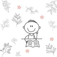 someone is going to read a book. for classic graphic design needs. consists of black and white lines. can be used for coloring books vector