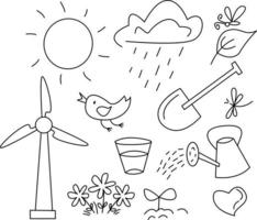 41-08summer vector set for classic graphic design needs. consists of black and white lines. can be used for coloring book