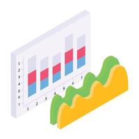 Online data infographic icon, isometric design of web analytics vector